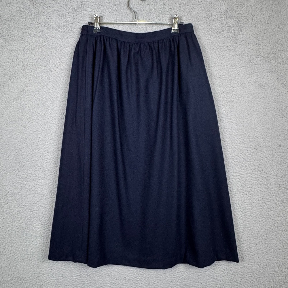 VTG Personal Skirt Womens 12 Blue Wool USA Made Minimalist Basic Capsule Classic - Picture 1 of 12
